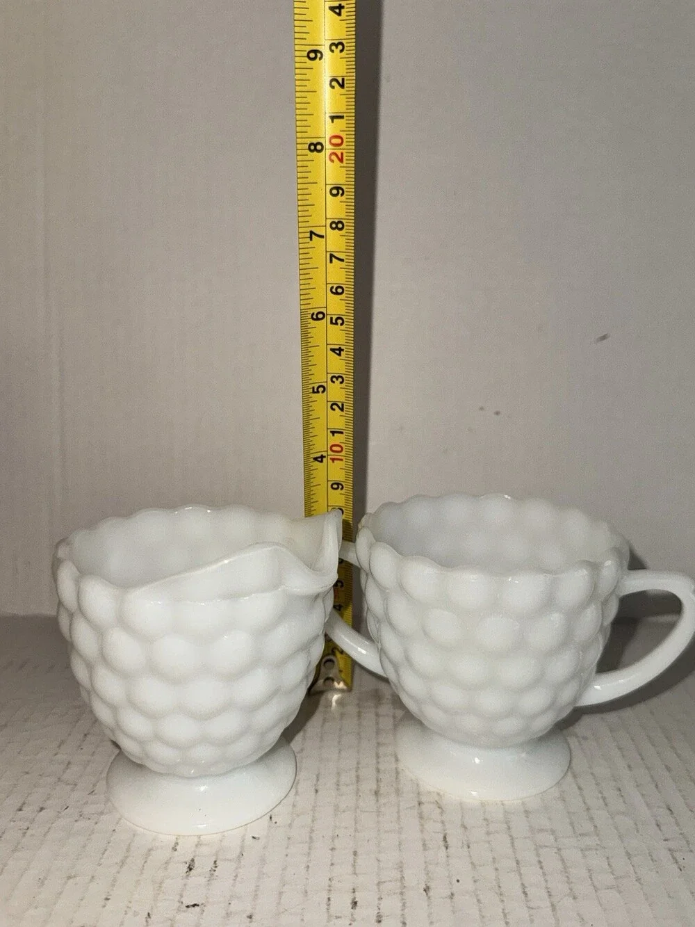 Vintage Westmoreland Beaded Grape Milk Glass Creamer Open Sugar Bowl Set